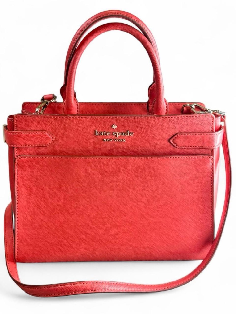 Like New Kate Spade Staci Medium Satchel Red |Watermelon Leather Crossbody Bag